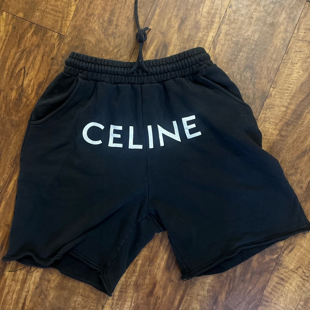 Celine Men’s Short Black And White Logo Sz Xs